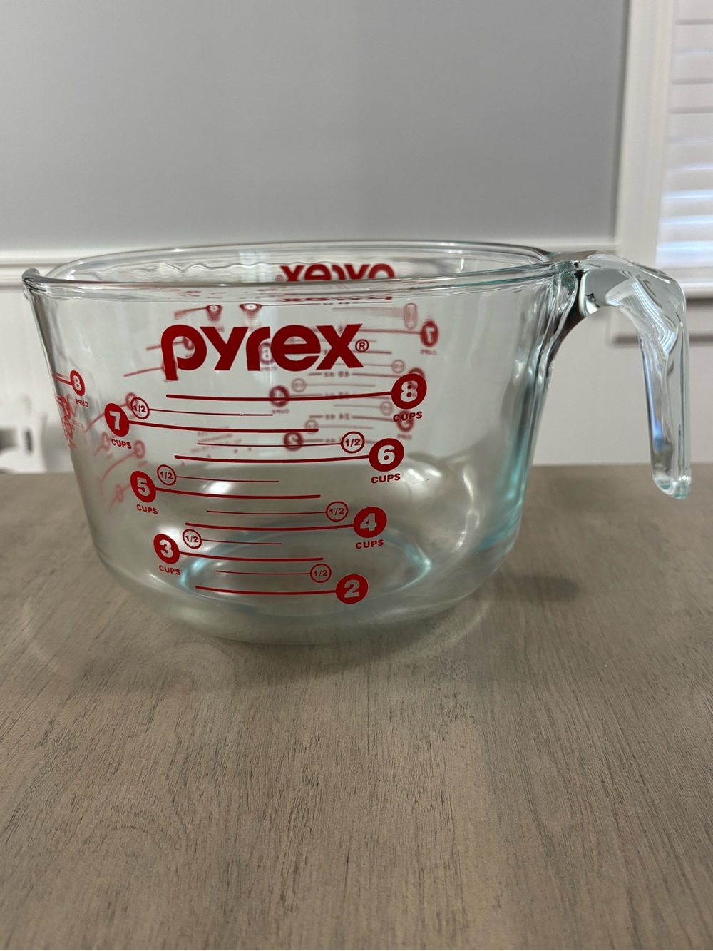 pyrex 64oz Vintage Measuring Glass 8 Cups Red Lettering 2 Quart Batter Bowl USA